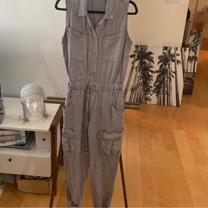 Young Fabulous & Broke Sleeveless jumpsuit, cargo and jogger style in gray